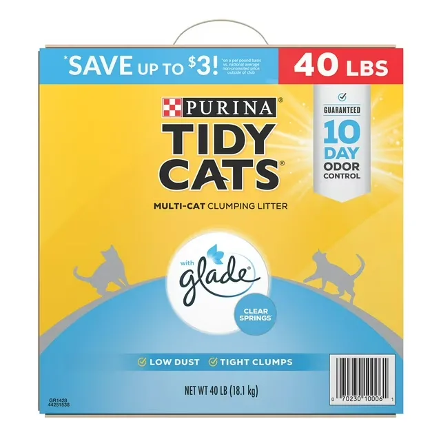 Tidy Cats con Glade 40 lb (arena aglomerante)